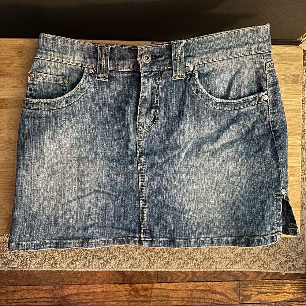 Hydraulic Denim Mini Skirt